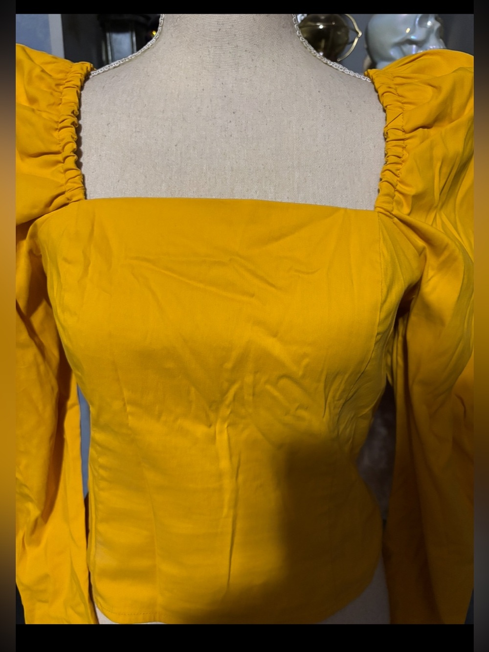 Women’s Levi’s Yellow Puff Sleeve Square Neck Top S - Picture 6 of 11